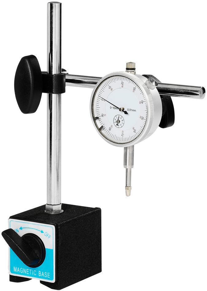 Индикатор часового типа с магнитной стойкой (0-10мм, погрешность-0,01мм), в кейсе