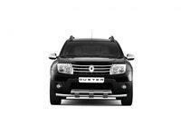 Защита переднего бампера двойная с пластинами d63 на Renault Duster