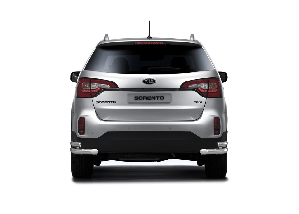 Защита заднего бампера угловая двойная d51-63 на KIA Sorento