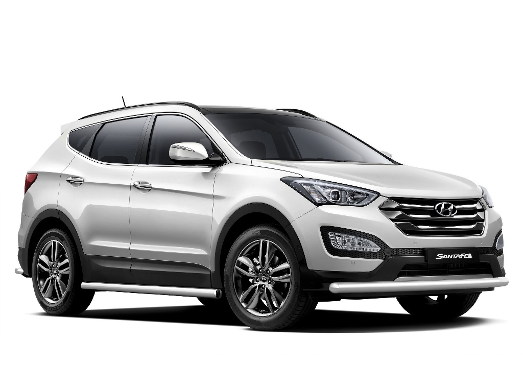 Защита порогов d63 на Hyundai Santa Fe