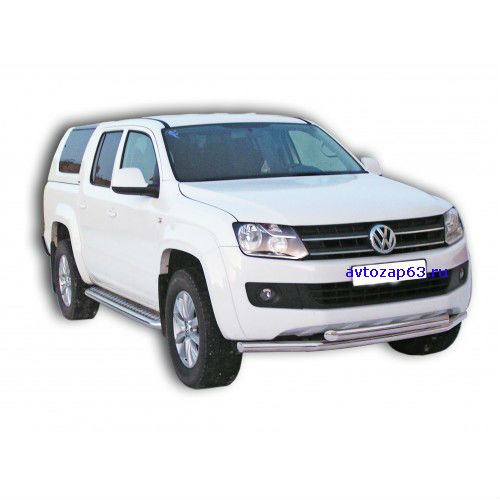 Защита переда «Труба двойная» d63,5, VOLKSWAGEN Amarok нержавейка