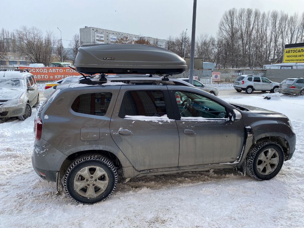 Автобокс на крышу серый Turino 1 (410 л) Аэродинамический