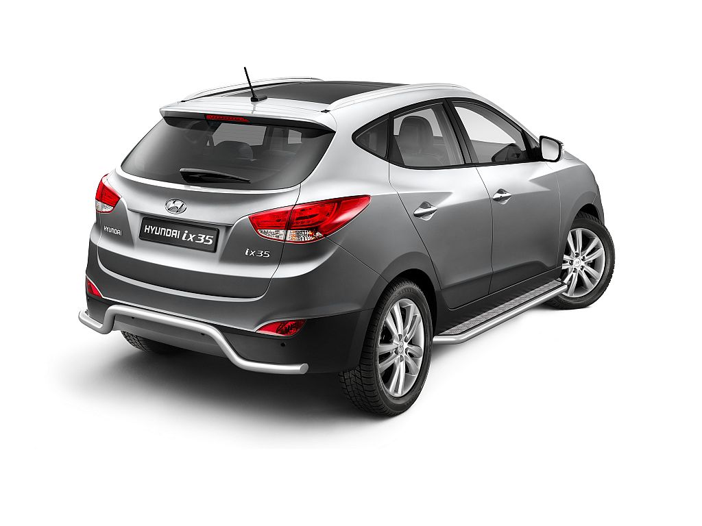 Защита порогов с алюминиевой площадкой d51 на Hyundai ix35