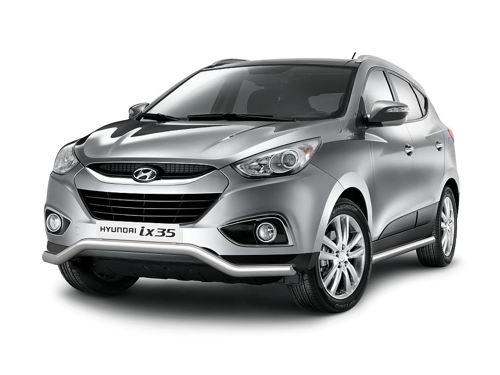 Защита переднего бампера фигурная d63 на Hyundai ix35