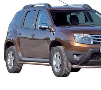 Защита порогов «Труба» d63,5 из нержавейки на Renault Duster