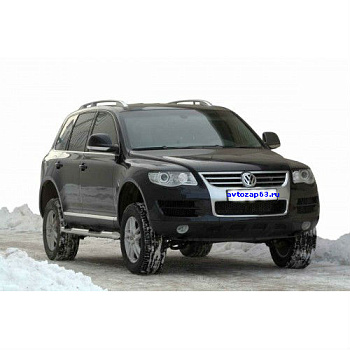 Защита порогов «Труба с проступью» d76, VOLKSWAGEN Touareg, нержавейка.