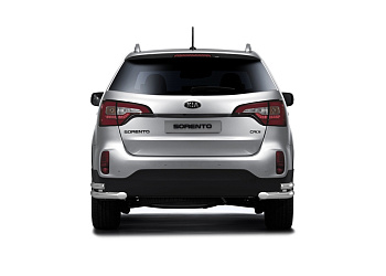 Защита заднего бампера угловая двойная d51-63 на KIA Sorento