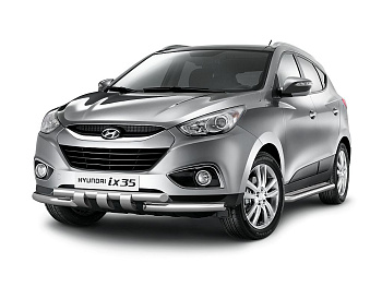 Защита переднего бампера двойная с зубьями d63 на Hyundai ix35